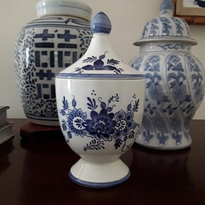 Vintage Delft Footed Canister with Lid