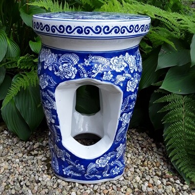 Vintage Blue and White Chinese Porcelain Garden Stool
