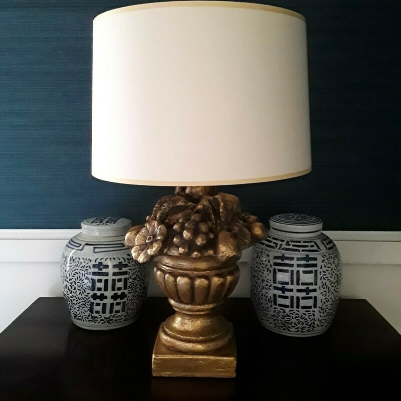 Vintage Italian Giltwood Fruit Topiary Lamp