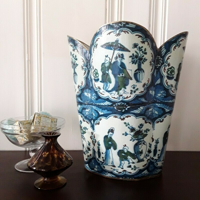 Decoupaged Tole Wastepaper Basket