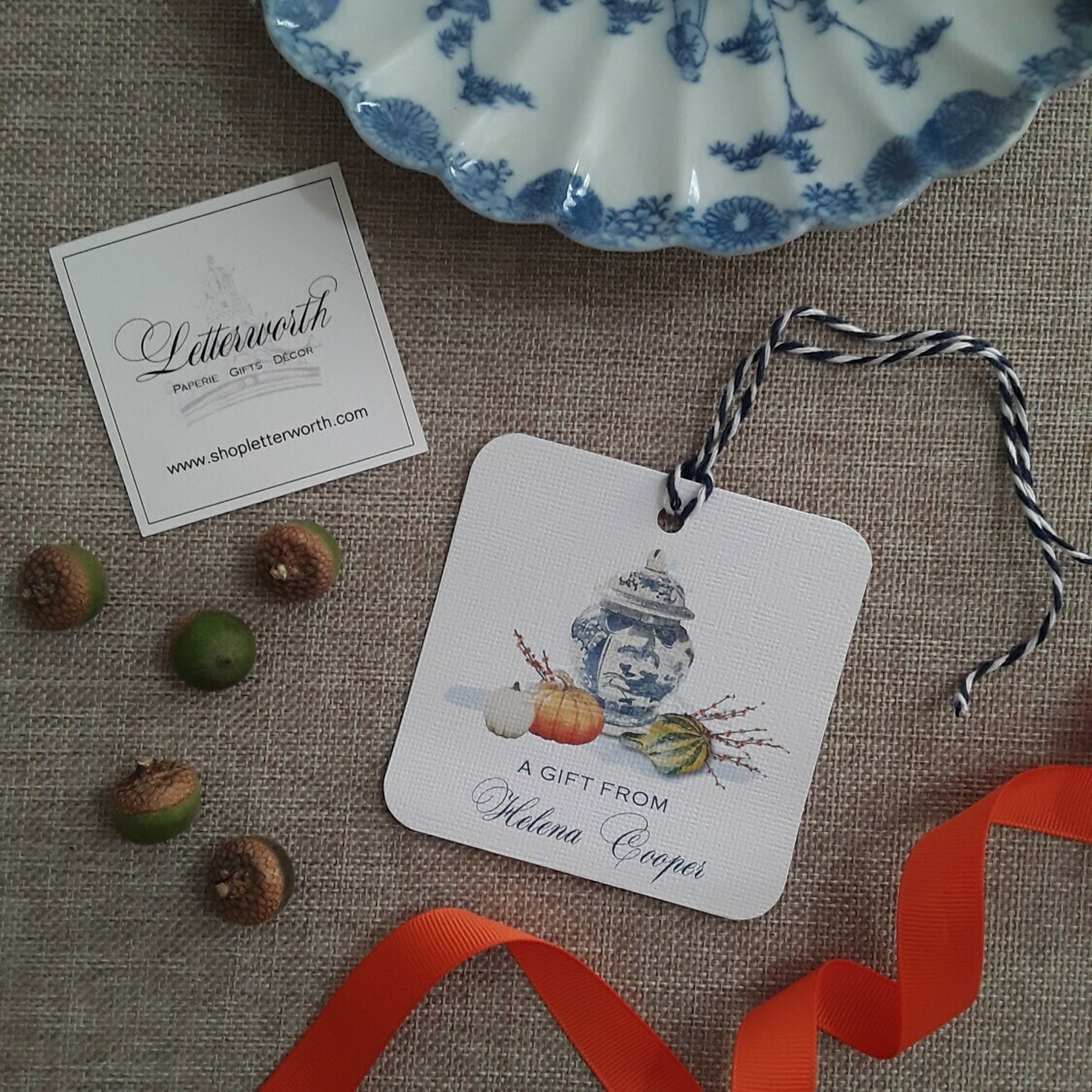 Autumn Ginger Jar Watercolor Gift Tags by Letterworth (Set of 12)