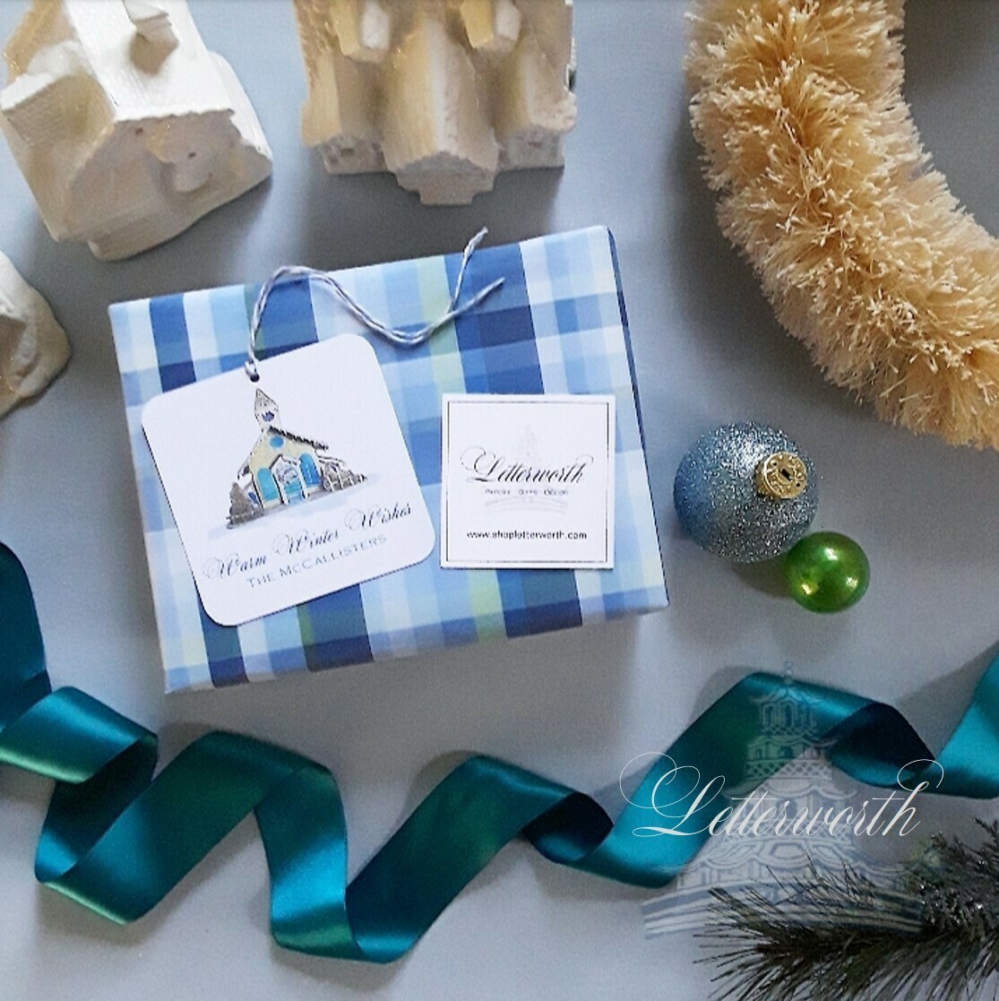 Vintage Putz House Watercolor Holiday Gift Tags by Letterworth (Set of 12)