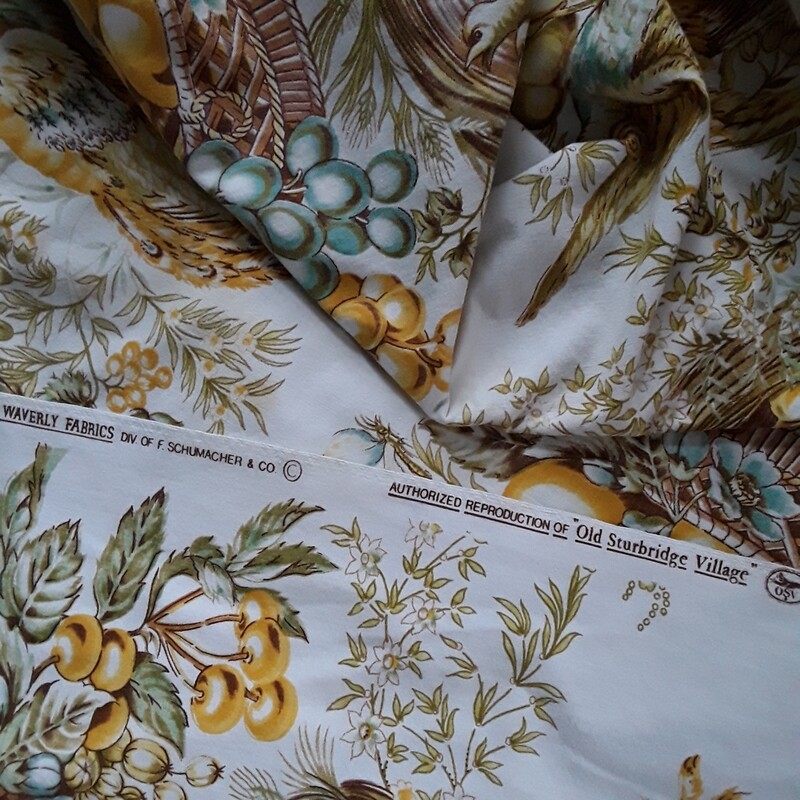 Vintage Waverly Old Sturbridge Village &quot;Quincy Document&quot; Fabric Remnant (3+ Yards)