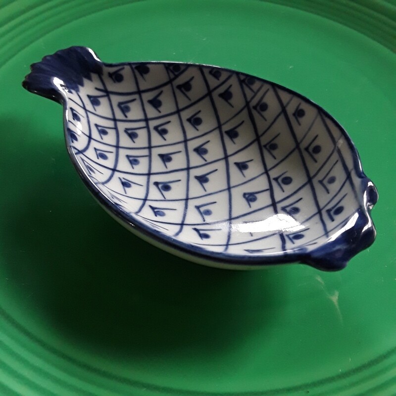 Vintage Blue and White Porcelain  Pineapple Trinket Dish