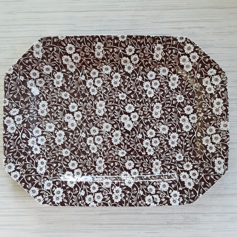 Vintage Royal Crownford Calico Brown Transferware Platter - 13&quot;