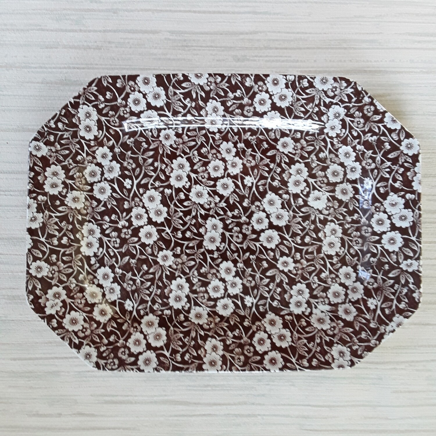 Vintage Royal Crownford Calico Brown Transferware Platter - 11&quot;