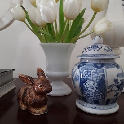 Vintage Brown Ceramic Bunny Rabbit Figurine