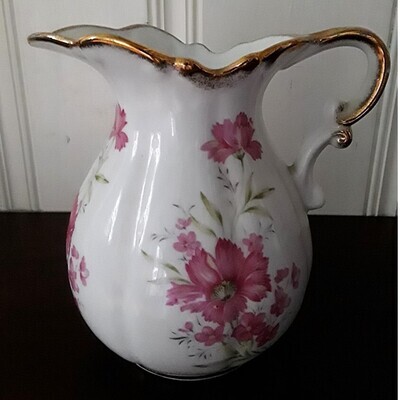 Vintage Pink Floral Pitcher from Japan