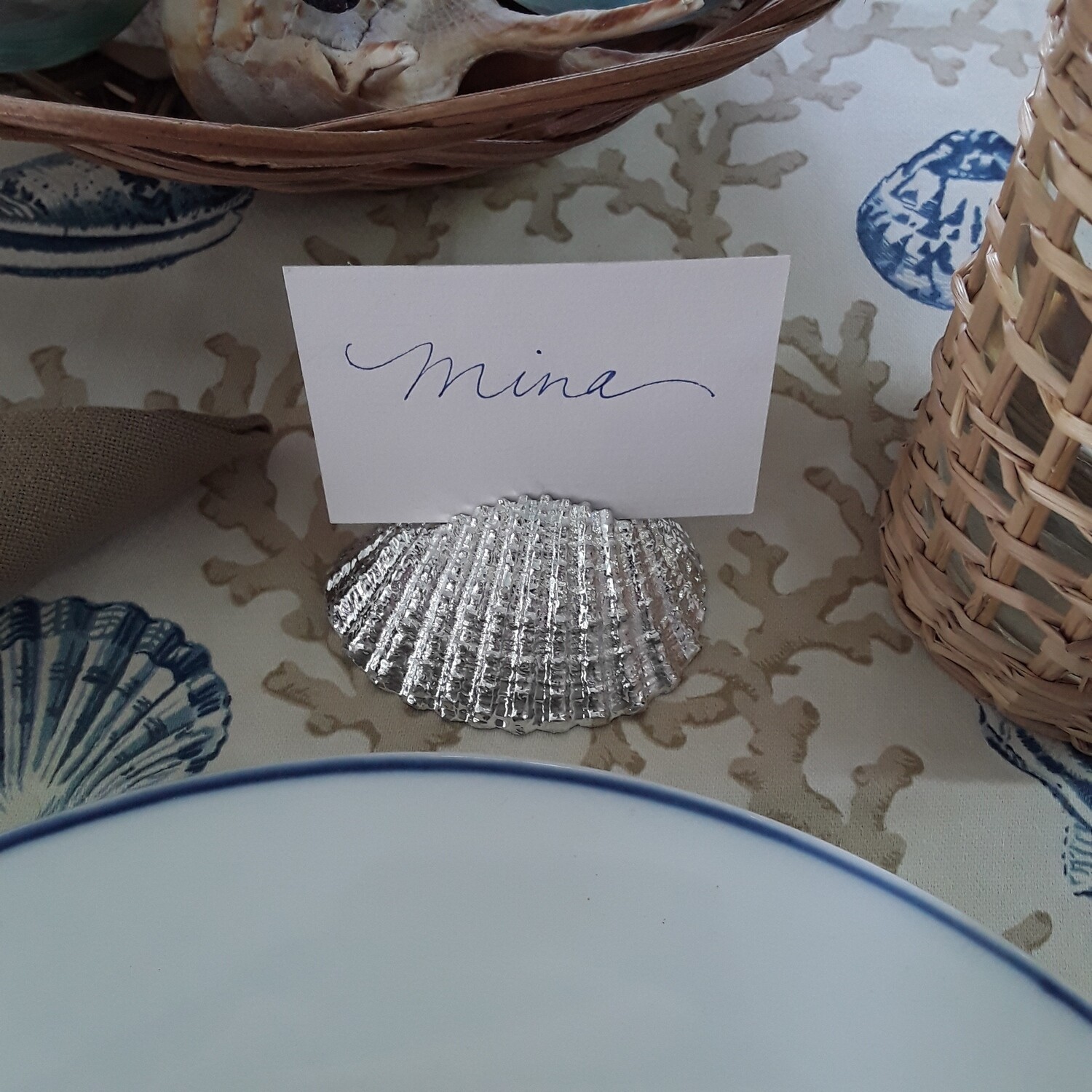 Silver-Plated Seashell Place Card Holders (Set of 8)