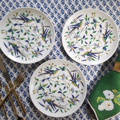 Vintage Fitz and Floyd "Chinese Bird" Porcelain Salad Plates (Set of 3)