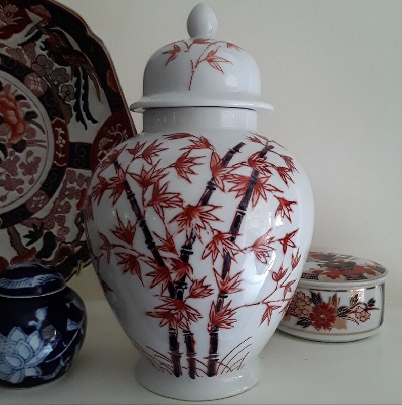 Vintage Bamboo Motif Ginger Jar