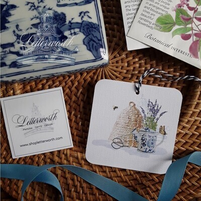 Garden Bee Skep and Lavender Watercolor Gift Tags by Letterworth (Set of 12)