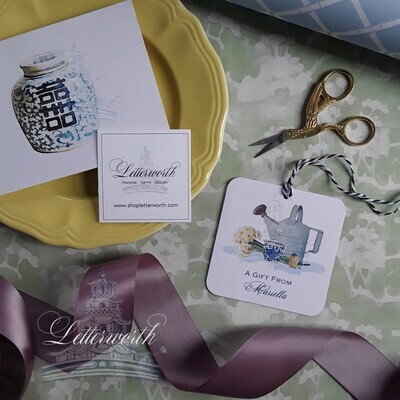 Antique Galvanized Watering Can and Daffodils Watercolor Gift Tags by Letterworth (Set of 12)