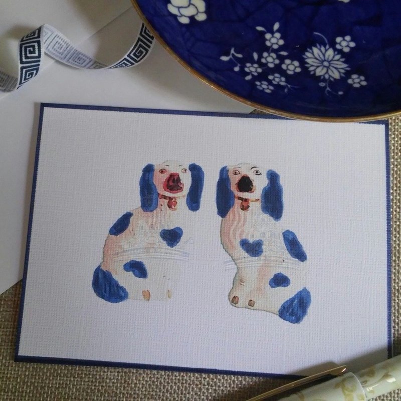 Blue and White Staffordshire Dog Note Cards by Letterworth (Set of 8)