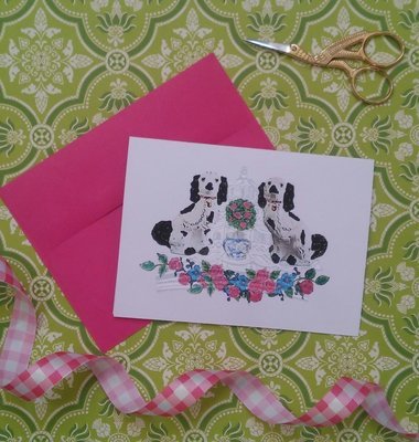 Staffordshire Dog Floral Note Cards by Letterworth (Set of 8)