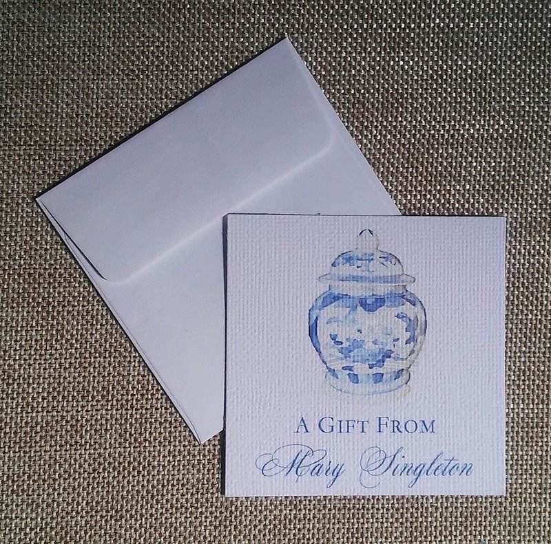 Watercolor Chinoiserie Ginger Jar Personalized Gift Enclosure Cards by Letterworth (Set of 12)