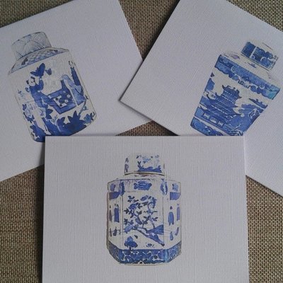 Watercolor Chinoiserie Tea Caddy Note Cards by Letterworth (Set of 6)