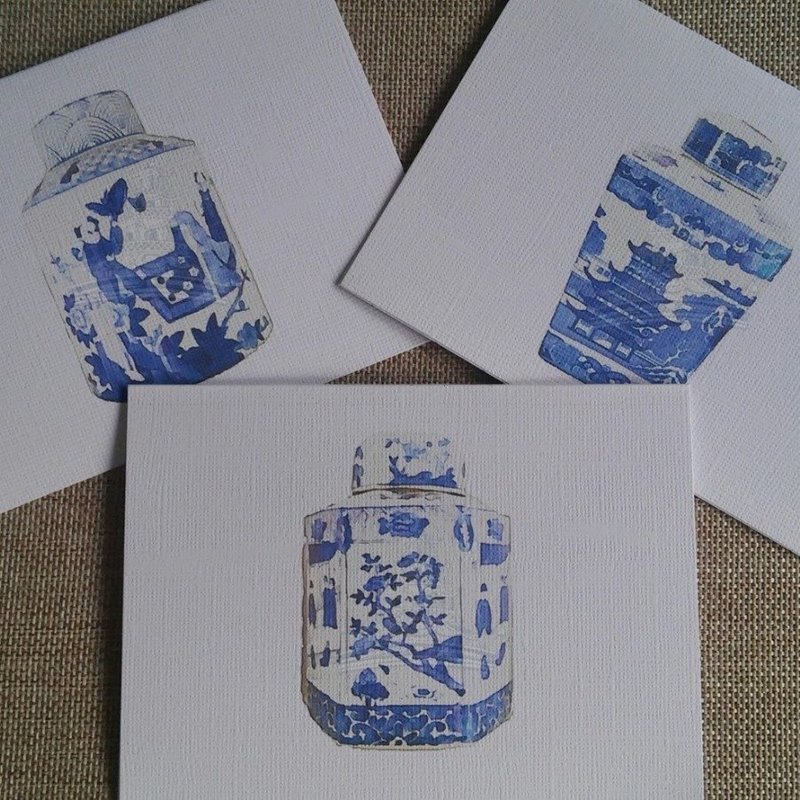 Watercolor Chinoiserie Tea Caddy Note Cards by Letterworth (Set of 6)