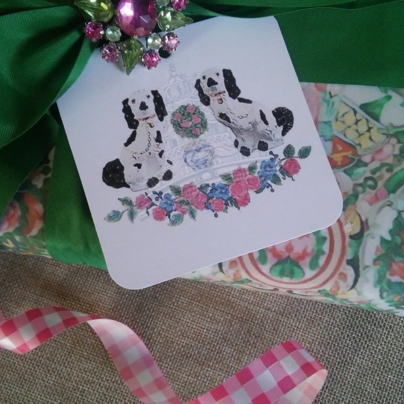 Staffordshire Dog Spring Floral Gift Tags by Letterworth (Set of 12)