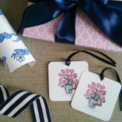 Chinoiserie Tulip Gift Tags by Letterworth (Set of 12)