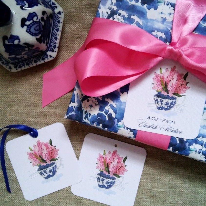 Chinoiserie Pink Hyacinth Gift Tags by Letterworth (Set of 12)