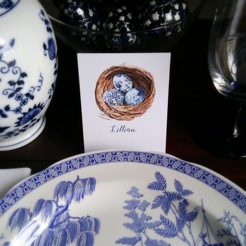 Chinoiserie Nest Watercolor Easter Place Cards by Letterworth (Set of 12)