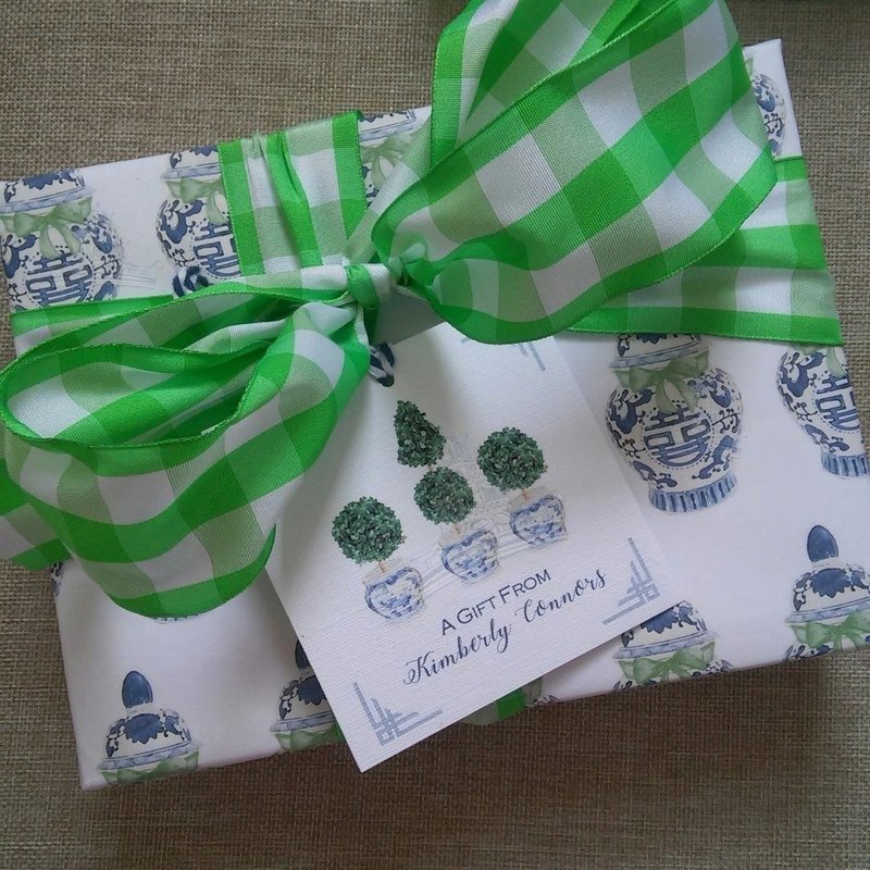 Chinoiserie Ginger Jar with Bow Gift Wrapping Paper by Letterworth (3 Colors Available)