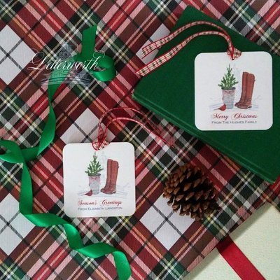 Riding Boots and Boxwoods Holiday Watercolor Gift Tags by Letterworth (Set of 12)