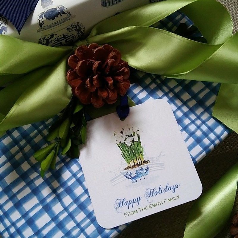 Blue and White Abstract Plaid Gift Wrapping Paper by Letterworth