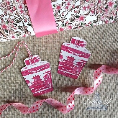 Pink Pagoda Tea Caddy Chinoiserie Gift Tags by Letterworth (Set of 8)