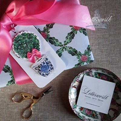 Chinoiserie Boxwood Topiary Three-Dimensional Gift Tags by Letterworth (Set of 12)