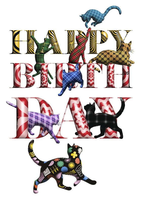 Happy Birthday (Tartan Cats) Birthday