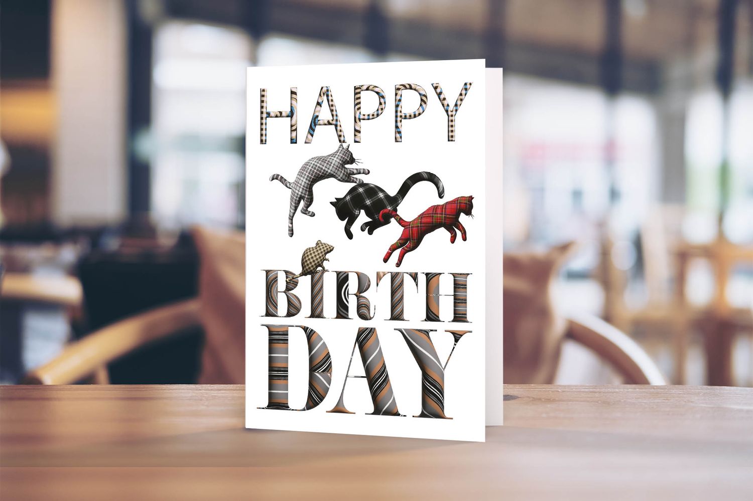 Happy Birthday – Tartan Cats Celebration Card