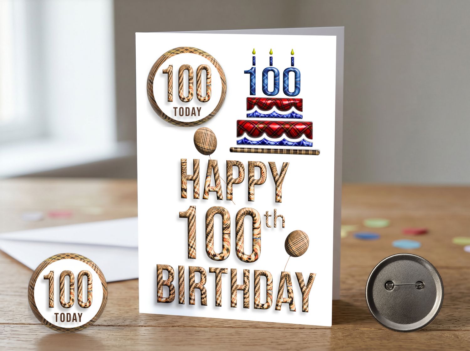 Happy 100th Birthday Card with Detachable Badge