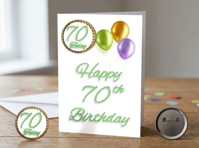 Happy 70th Birthday Card (Female) with Detachable Badge