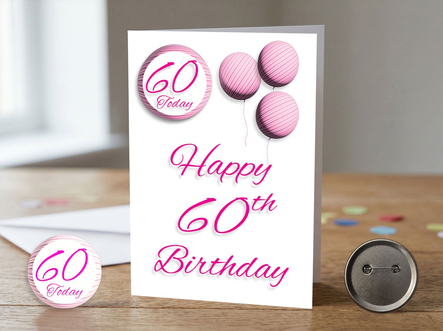Happy 60th Birthday Card (Female) with Detachable Badge