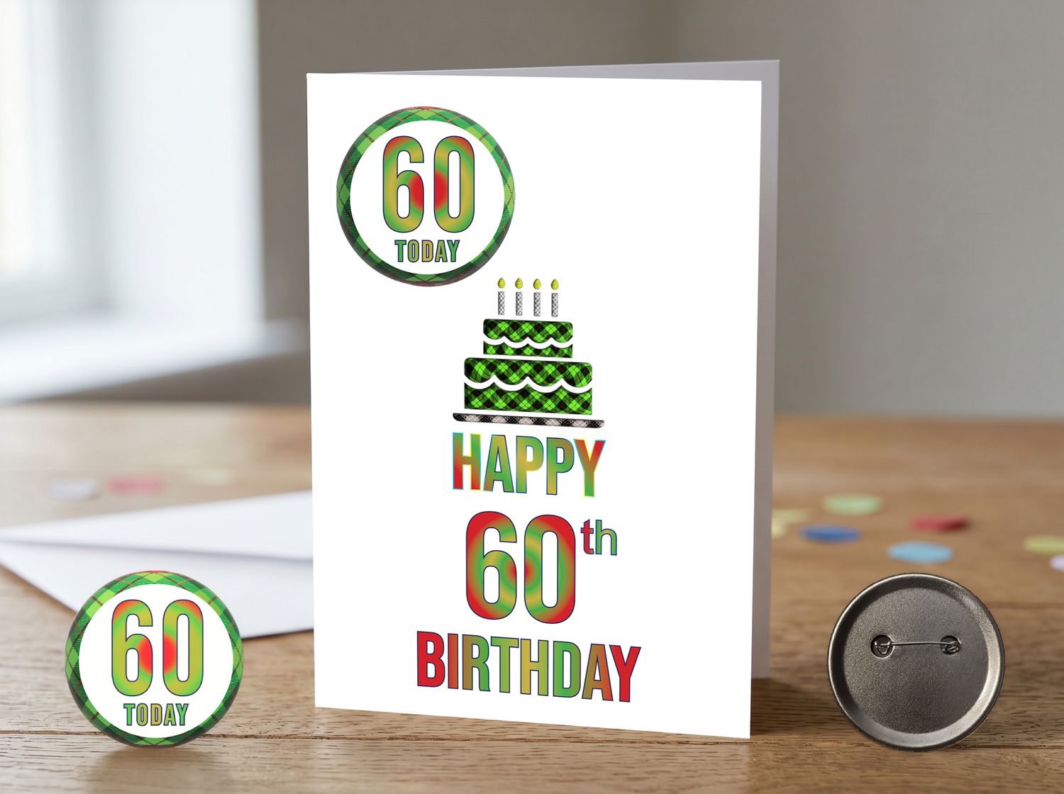 Happy 60th Birthday Card (Male) with Detachable Badge