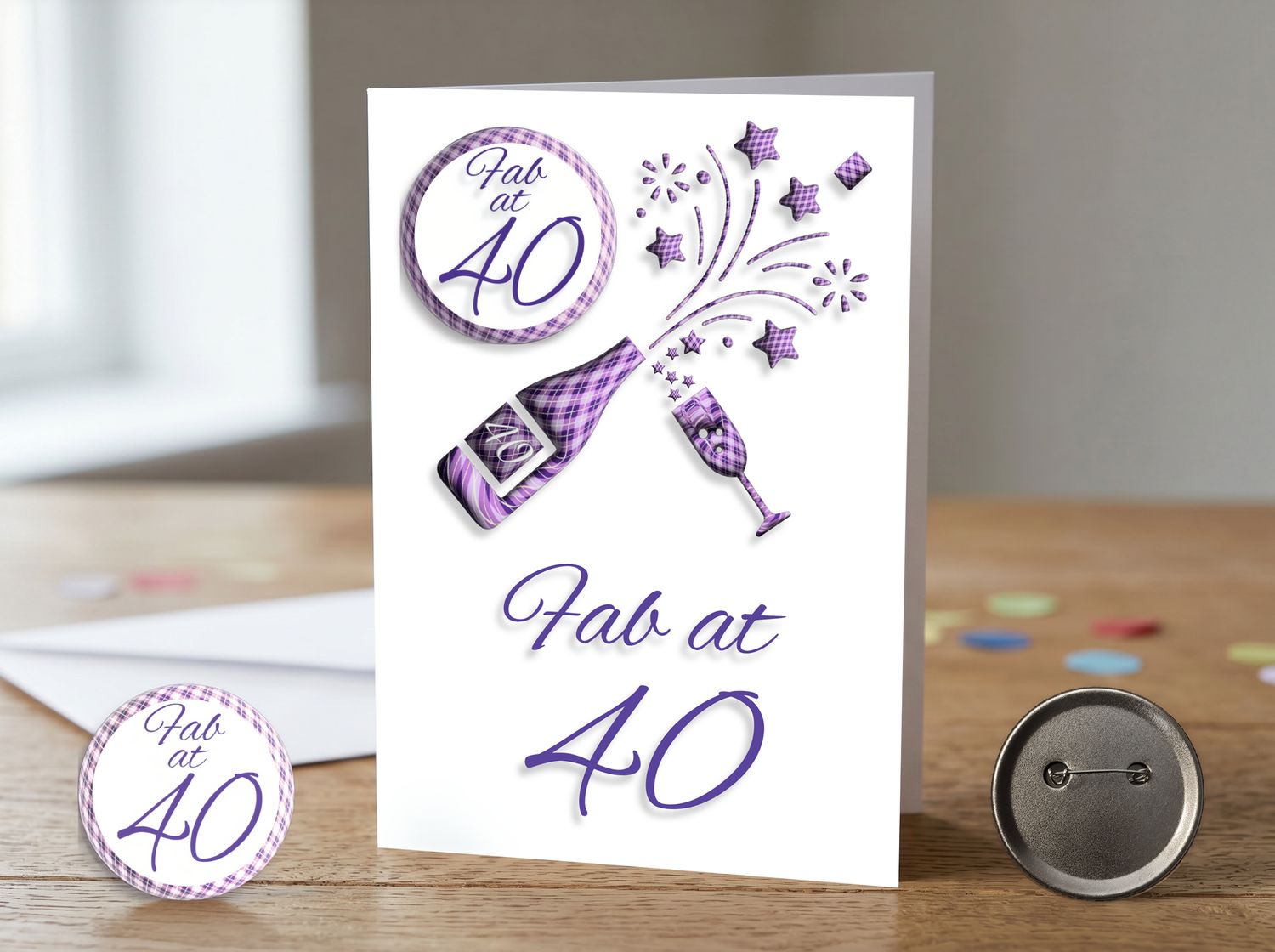 Happy 40th Birthday Card (Female) with Detachable Badge
