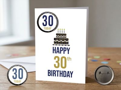 Happy 30th Birthday Card (Male) with Detachable Badge