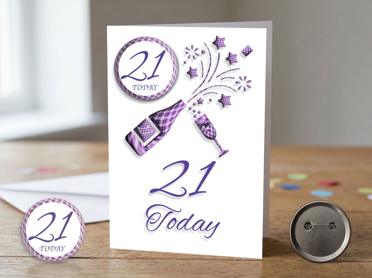 Happy 21st Birthday Card (Female) with Detachable Badge