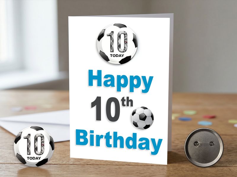 Happy 10th Birthday Card (Male) with Detachable Badge