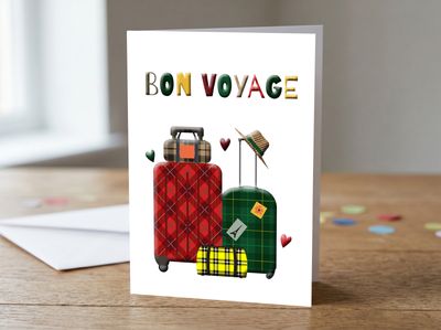 Tartan Bon Voyage Greetings Card – Scottish Travel &amp; Farewell Card (5 × 7 Inch)