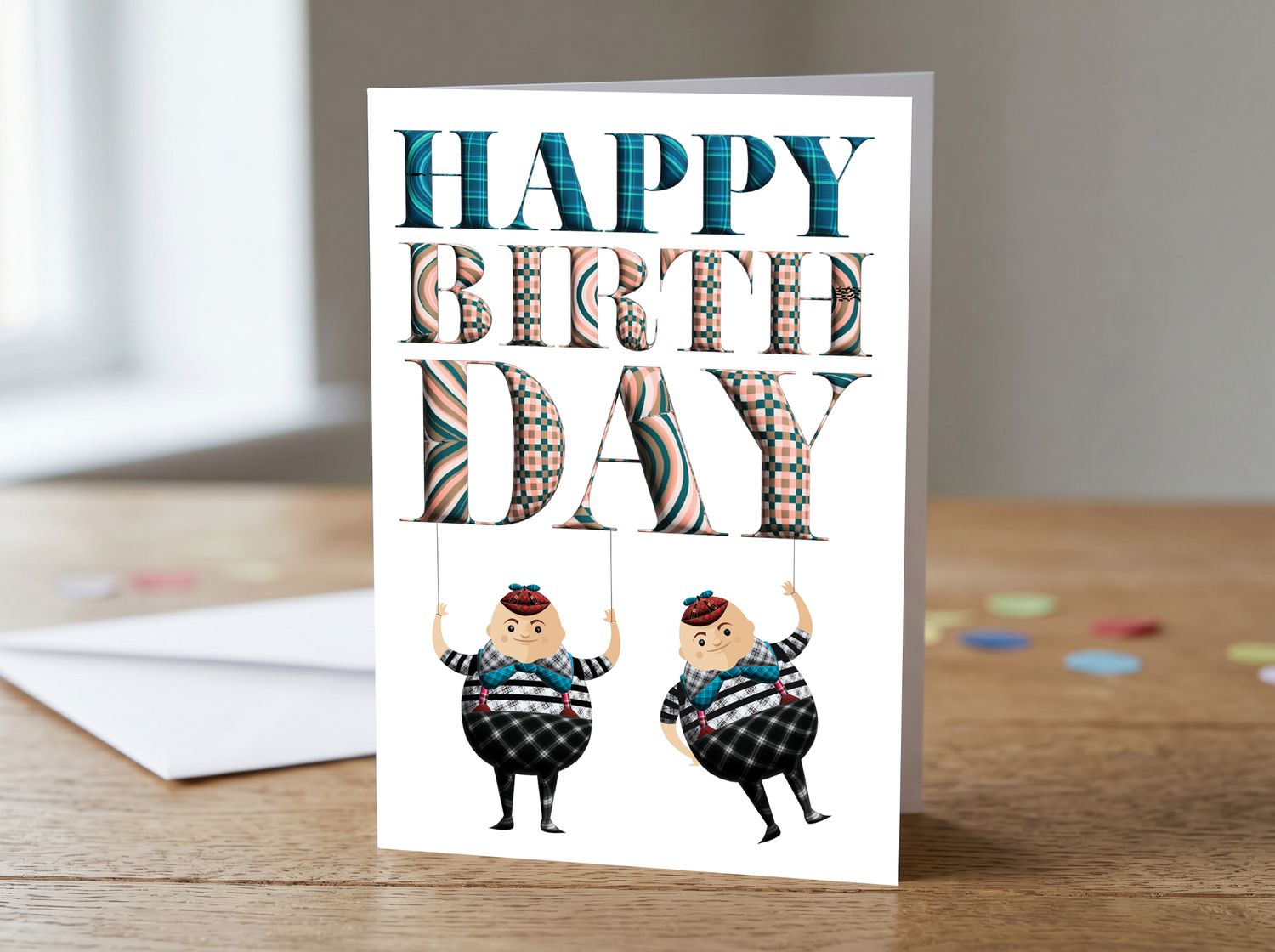 Scottish Character Happy Birthday Card – 5x7 Contemporary Greetings Card