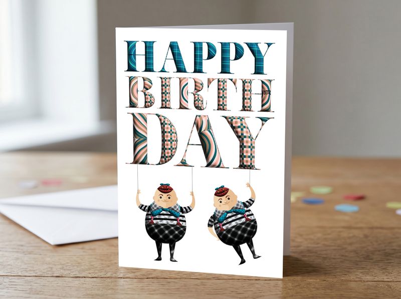 Scottish Character Happy Birthday Card – 5x7 Contemporary Greetings Card