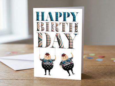 Scottish Character Happy Birthday Card – 5x7 Contemporary Greetings Card