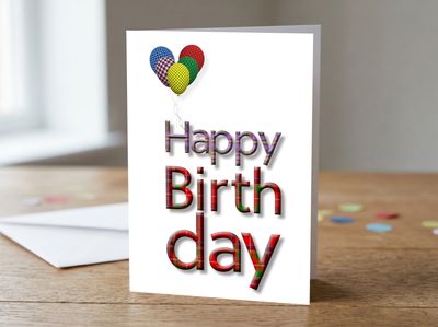 Colourful Tartan Happy Birthday Card – 5x7 Greetings Card
