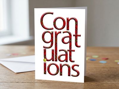 Congratulations Tartan Typography Greetings Card – 5x7 Inches