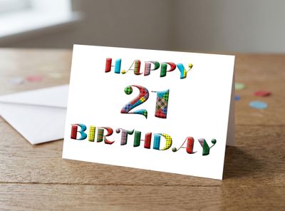 Happy 21st Birthday Tartan Greetings Card – 5x7 Inches