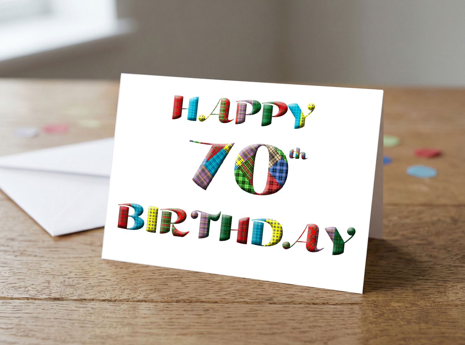 Happy 70th Birthday Tartan Greetings Card – 5x7 Inches