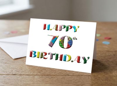 Happy 70th Birthday Tartan Greetings Card – 5x7 Inches